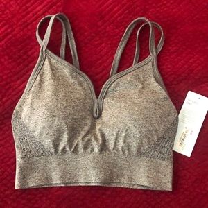Zella Heather Gray Seamless V-Neck Sports Bra NWT